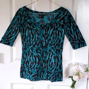 American Dream Teal Animal Print Top